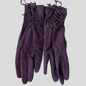 Ralph Lauren Purple Suede Lace Up Gloves Women’s Size M